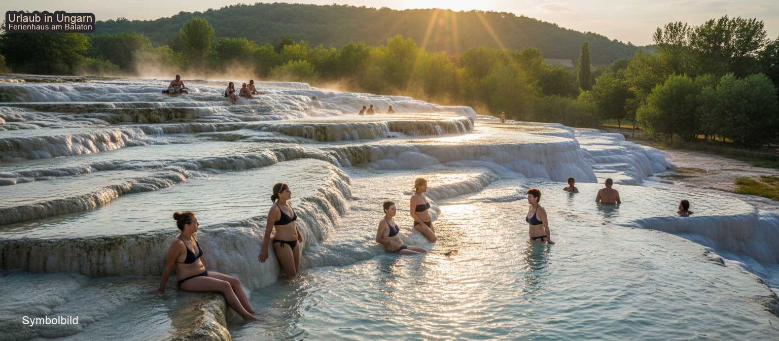 Egerszalók Salzterrassen – weiße Kalksteinformationen aus Thermalwasser am Hang wie Pamukkale in Ungarn