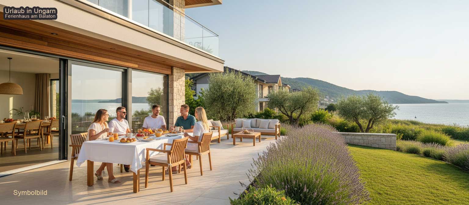 Ferienhaus Balaton Nordufer 6 Personen – großes Haus mit Garten und Terrasse in Balatonakali
