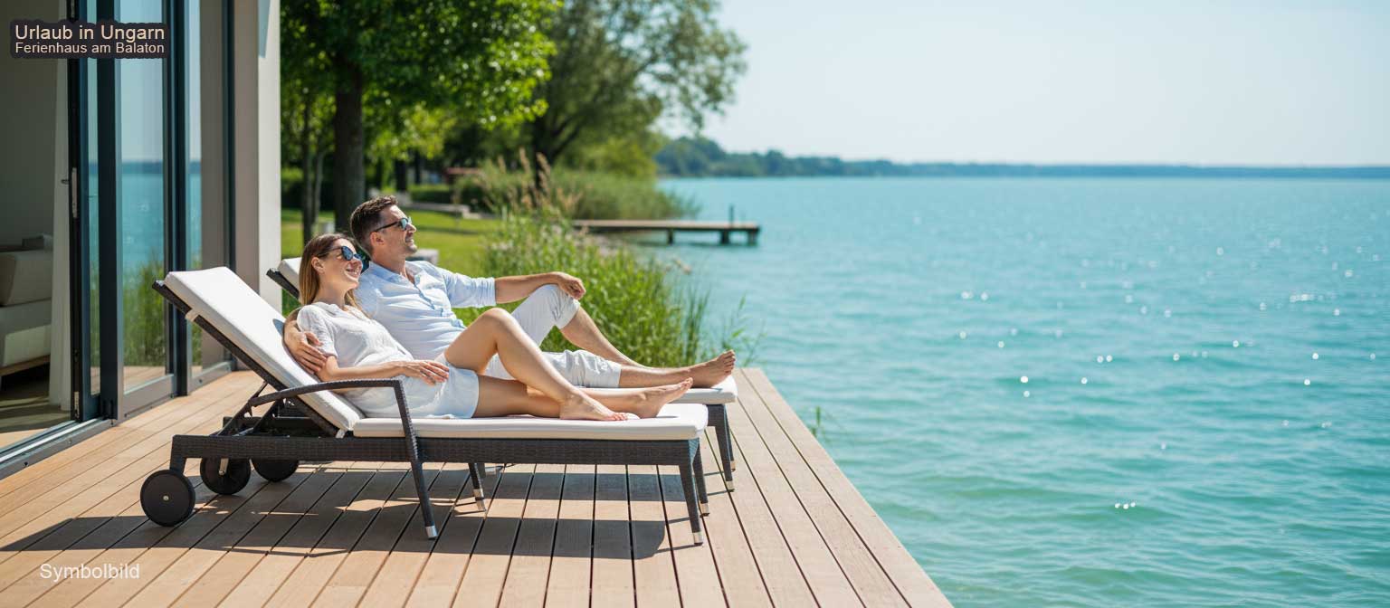 Ferienhaus direkt am Balaton Nordufer in Alsóörs mit privatem Seezugang und Blick auf den Plattensee