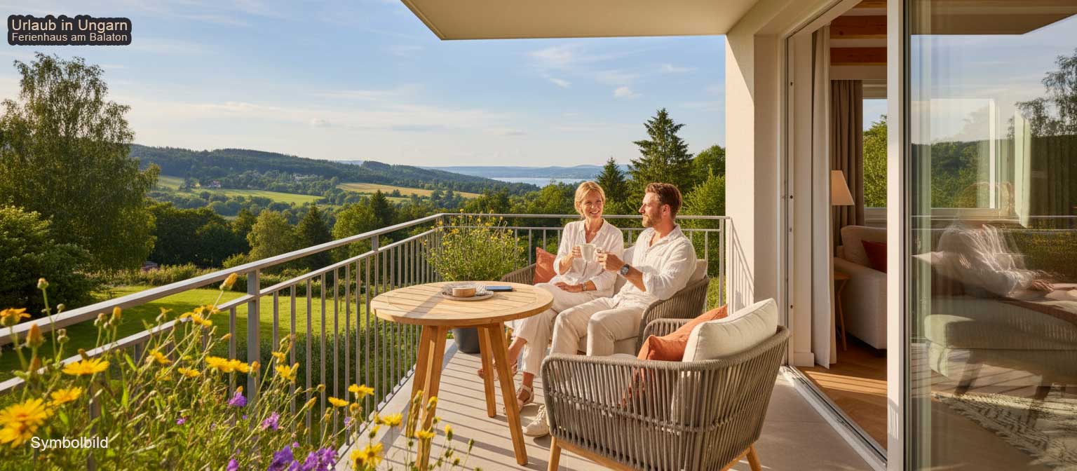 Ferienwohnung am Balaton Nordufer in Balatonakali mit Terrasse und Blick auf Weinberge und den Plattensee