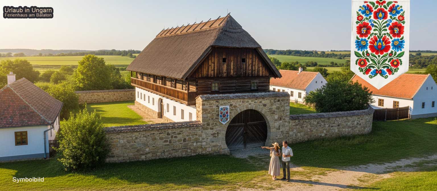 Romanische Abteikirche Ják mit reich verziertem Westportal und doppelten Türmen aus dem 13. Jahrhundert