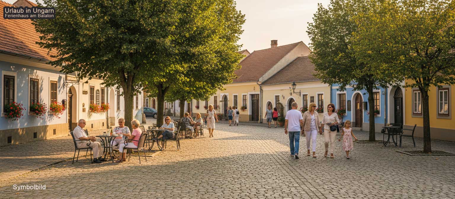 Zalaegerszeg Altstadt mit historischen Bürgerhäusern und der Barockkirche Mária-Magdolna am Hauptplatz